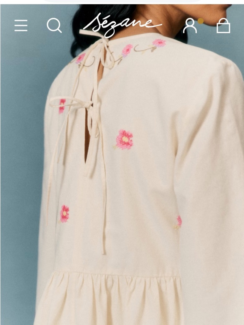 Caroline Constas Floral Embroidered Linen Midi Dress NWT Large - Picture 4 of 11